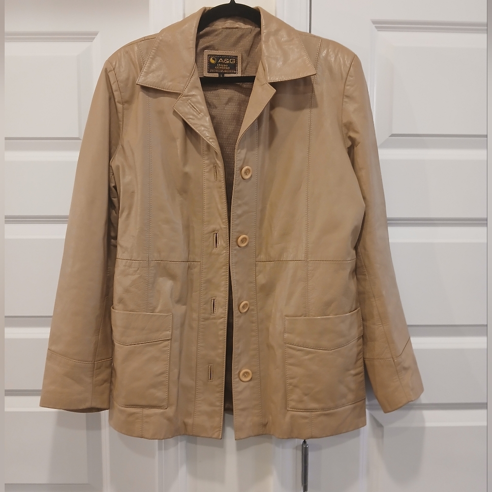 A&G Vintage Mens Leather Jacket Tan Size Large